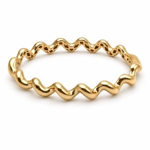 بنگل طلا پیچ خورده ساده زرد زنانه BA046