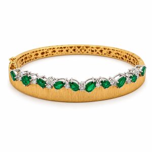 بنگل طلا کریستال سبز مات زرد زنانه BA041