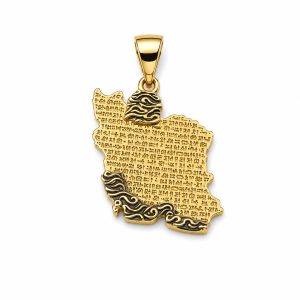 آویز طلا ایران (خط میخی و دریا قلم سیاه) زرد PD086
